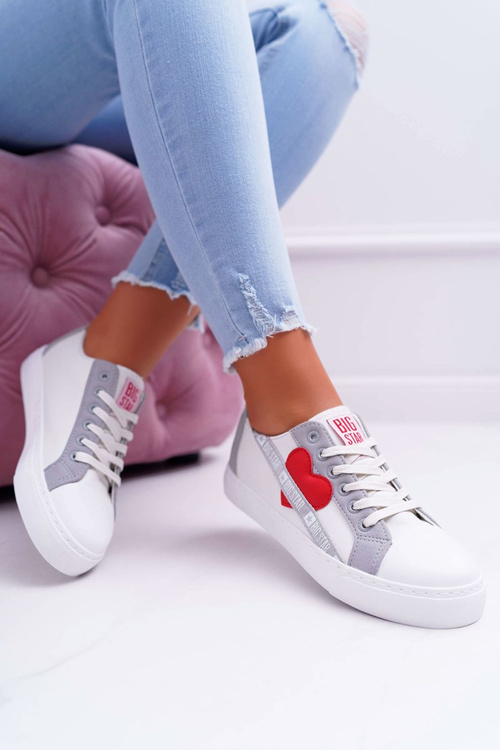 Trampki Damskie Big Star Białe z Sercem EE274257