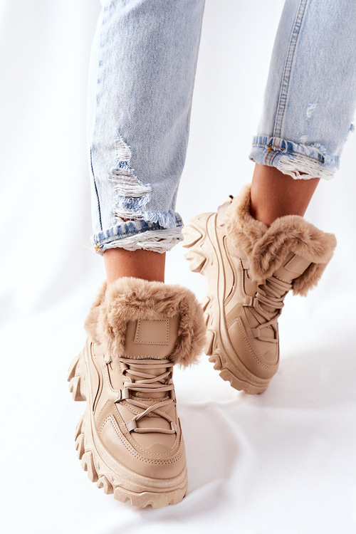 Damskie Ocieplane Trapery Beżowe Limerick