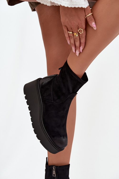 Botki Damskie Na Platformie Ocieplane Vinceza 58596 Czarne