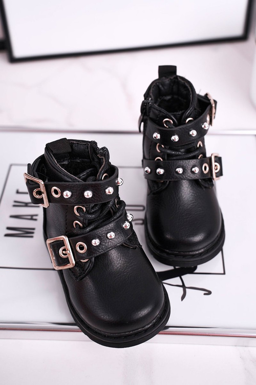 Dziecięce Botki Ocieplone Futerkiem Czarne Mary