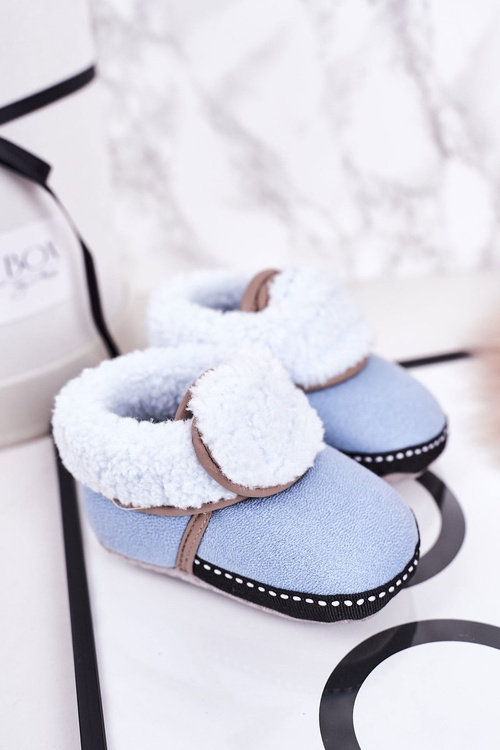 Dziecięce Ocieplane Papcie Z Kożuszkiem Niebieskie Cloudlet