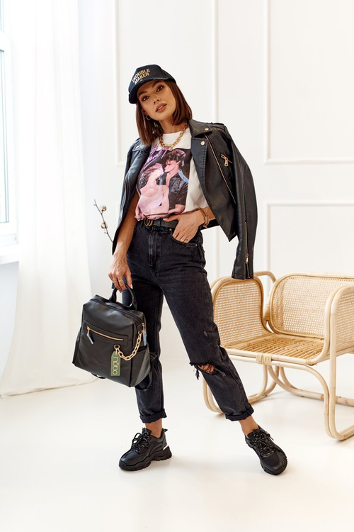 Damski Skórzany Plecak NOBO NBAG-K1800 Czarny