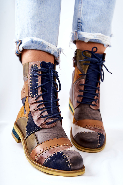 Botki Skórzane Sztyblety Maciejka Wielokolorowe 05095-39