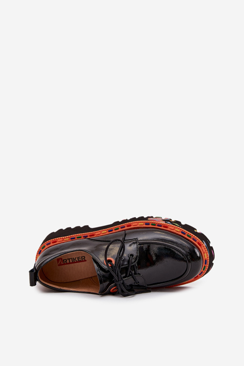 Skórzane Półbuty Damskie Lakierowane Artiker 57C0176 Czarne