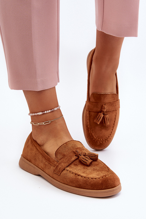 Damskie Zamszowe Mokasyny Camel Dansitu