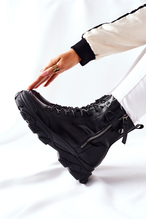 Damskie Skórzane Botki GOE II2N4031 Czarne