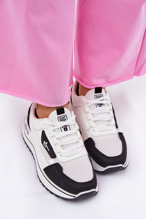 Buty Sportowe Damskie Na Platformie Big Star RR274A223 HI-POLY SYSTEM Biało-Czarne