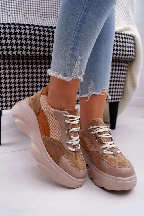 Sportowe Damskie Buty Gruba Podeszwa Camel Cardamon