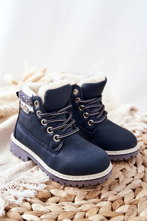 Dziecięce Ocieplane Traperki Z Futerkiem Granatowe Estee