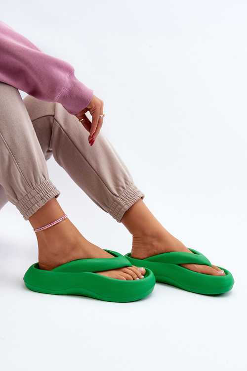 Damskie Piankowe Klapki Japonki Zielone Roux