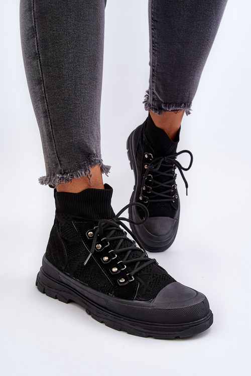 Damskie Trampki Z Elastyczną Cholewką Czarne Kalyne