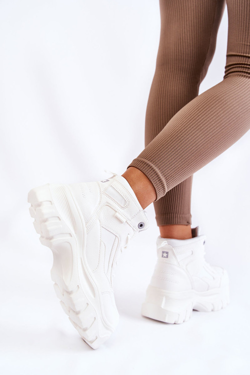 Modne Botki Trapery Memory Foam Big Star KK274369 Białe