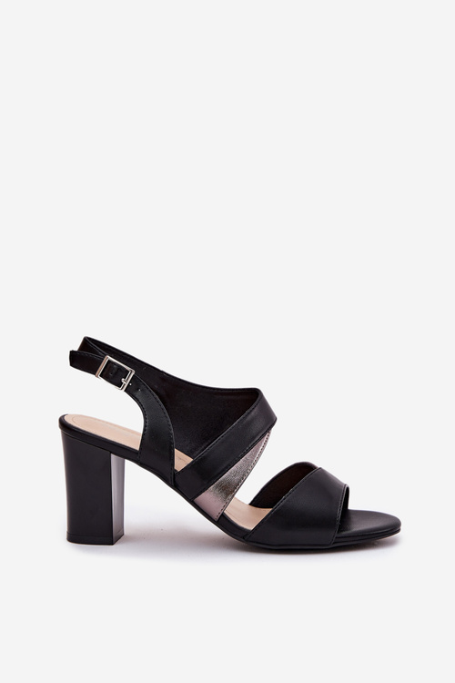 Sandały Damskie Na Słupku Sergio Leone SK866 Czarne