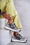 Damskie Buty Sportowe Na Koturnie GOE KK2N4083 Srebrne