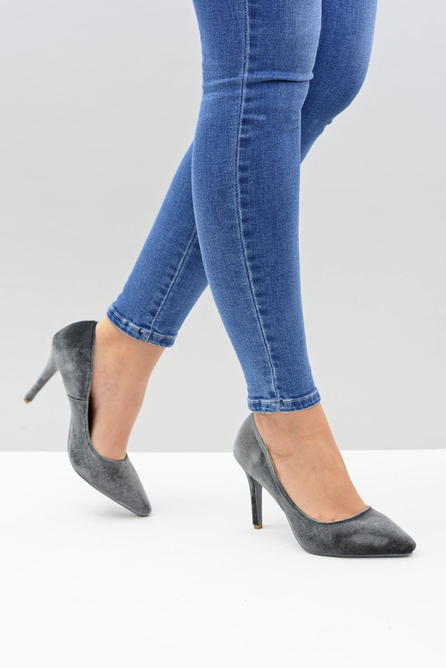 Szpilki damskie Lu Boo Szare Velvet