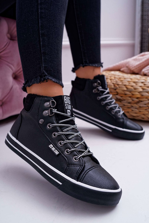 Trampki Damskie Big Star Wysokie Czarne Ocieplane EE274410