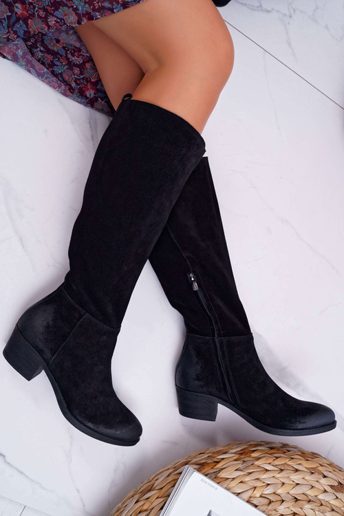 Kozaki Damskie Laura Messi 2071 Skóra Zamsz Czarne This Love