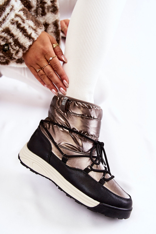 Damskie Śniegowce Memory Foam Big Star KK274275 Srebrno-Czarne