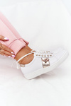 Damskie Skórzane Tenisówki Lewski Shoes 2786-0 Biało-Złote