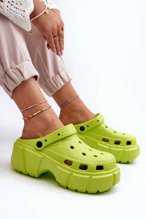 Klapki Damskie Piankowe Na Masywnej Podeszwie Limonkowe Witima