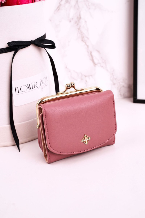 Mały Portfel Damski Zapinany Na Bigiel MILANO Ciemno Różowy