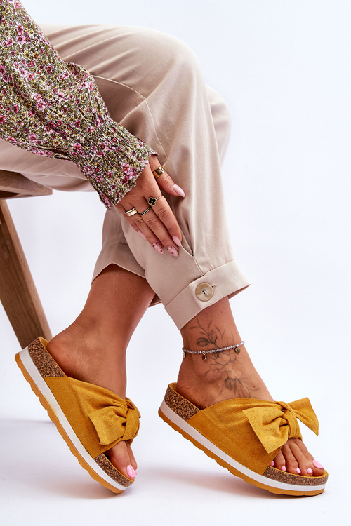 Klapki Na Platformie Żółte So Comfy