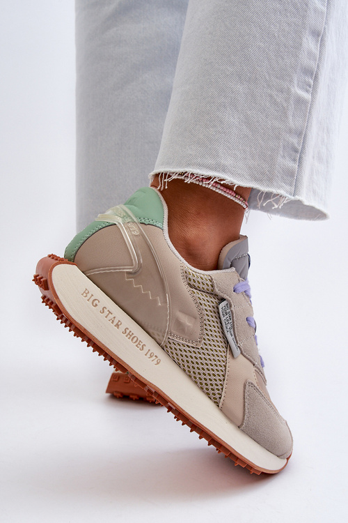 Sneakersy Damskie Na Platformie Memory Foam System Big Star NN274681 Beżowe