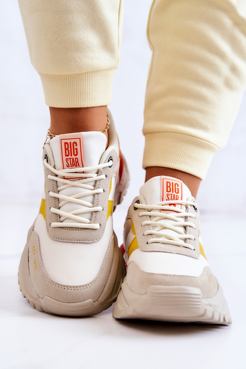Damskie Buty Sportowe Big Star JJ274A411 Biało-Beżowe