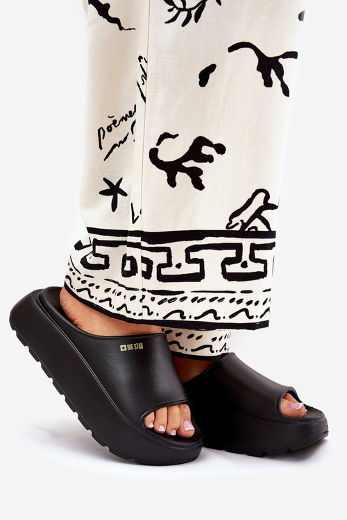 Piankowe Klapki Damskie Na Platformie Big Star RR274A567 Czarne