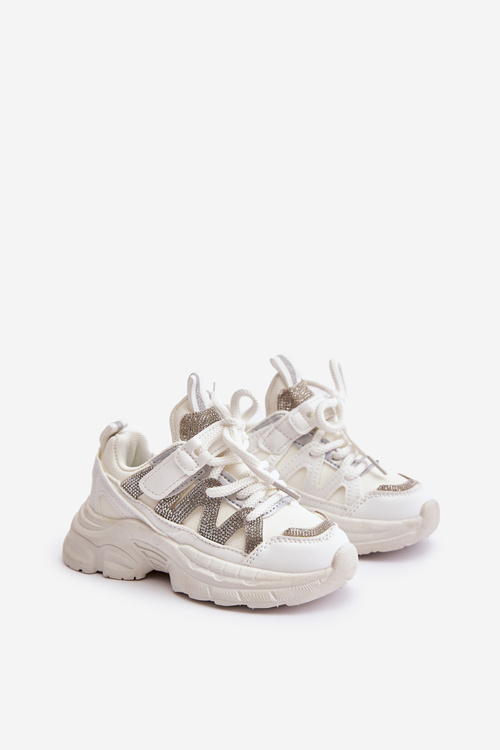 Sneakersy Dziecięce Z Cyrkoniami Białe Rianalla