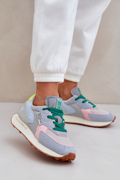 Sneakersy Damskie Na Platformie Memory Foam System Big Star NN274682 Niebieskie