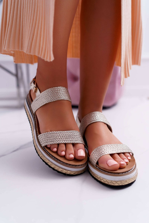 Sandały Damskie Na Platformie Espadryl Złote Sarabel