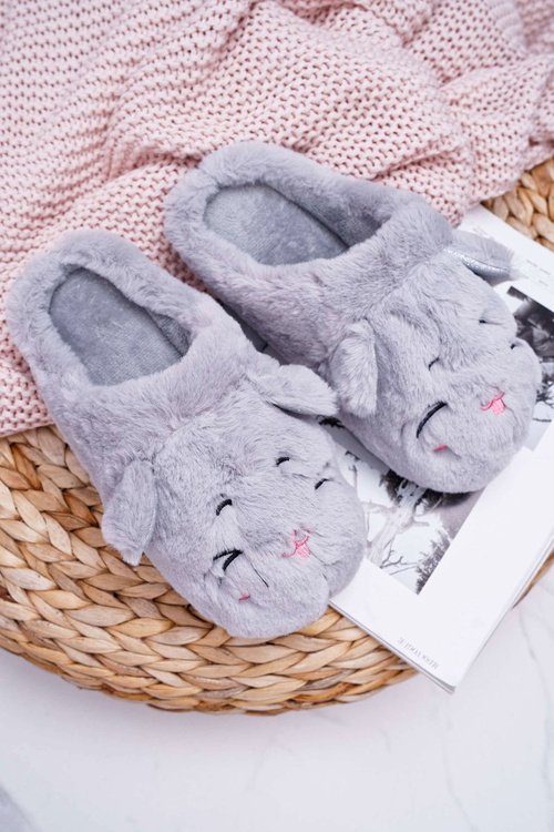 Kapcie Damskie Kotki z Uszami Szare Sleppyhead