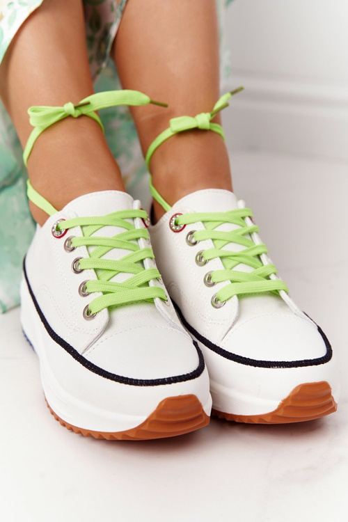 Damskie Trampki Na Platformie Białe Electric Love