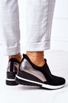 Wsuwane Sneakersy Na Koturnie Vinceza 10593 Czarno-Srebrne