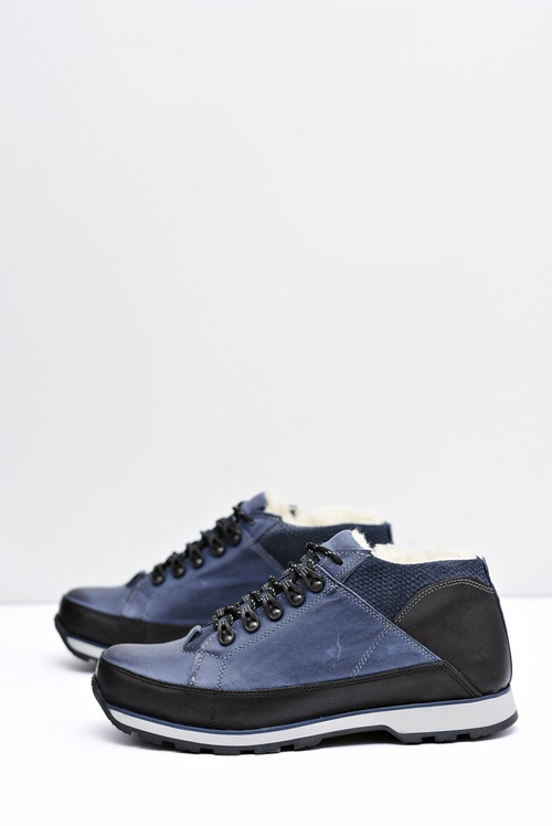 Półbuty Męskie Granatowe Ocieplane Trafer