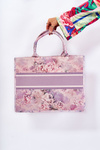 Duża Klasyczna Torebka W Print Różowo-Fioletowa Micola