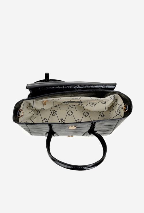 Mała Torebka Kuferek Z Tłoczonym Wzorem NOBO BAG5800-M20 Czarna