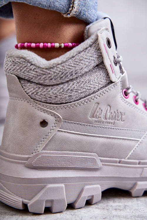 Damskie Ocieplane Botki Trapery Lee Cooper LCJ-22-01-1373 Szare