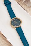 Zegarek Na Eko Skórzanym Pasku Bez Niklu Turkusowy ERNEST E62155D