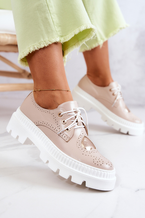 Skórzane Półbuty Z Sercem Beżowe Curtis