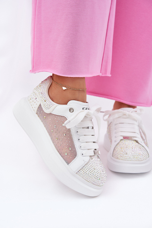 Zdobione Sneakersy Na Platformie GOE RR2N4003 Białe