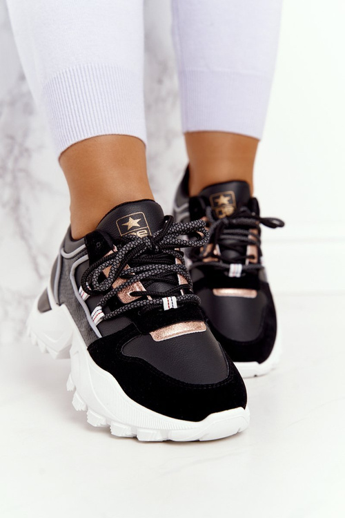 Damskie Sneakersy Na Masywnej Podeszwie Czarne Power