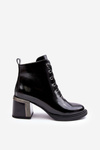 Lakierowane Damskie Botki D&A MR870-98 Czarne