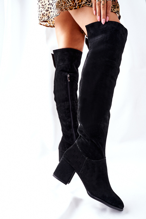 Zamszowe Kozaki Czarne Nicole 2582