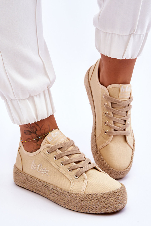 Modne Trampki Z Plecionką Lee Cooper LCW-23-31-1795L Beżowe