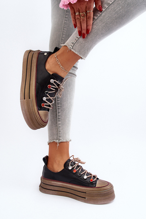 Damskie Trampki Na Platformie GOE NN2N4053 Czarne