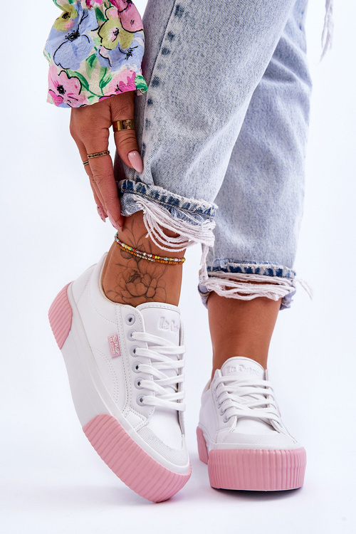 Skórzane Buty Sportowe Lee Cooper LCW-23-31-1787L Białe