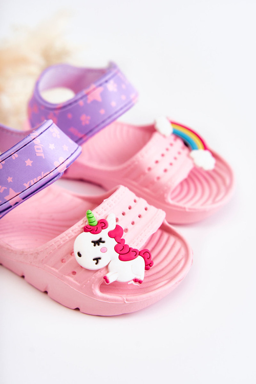 Lekkie Piankowe Dziecięce Sandałki Na Rzep Różowe Asti
