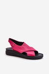 Zazoo 40392 Skórzane Sandały Damskie Fuksja